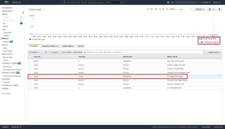 Paging File % Usage in CloudWatch