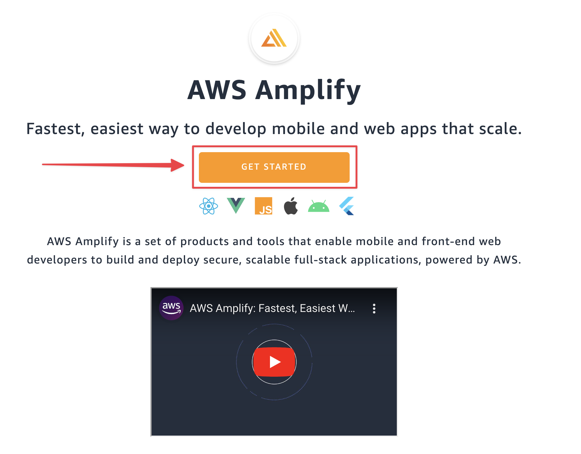 AWS Amplify Landing Page