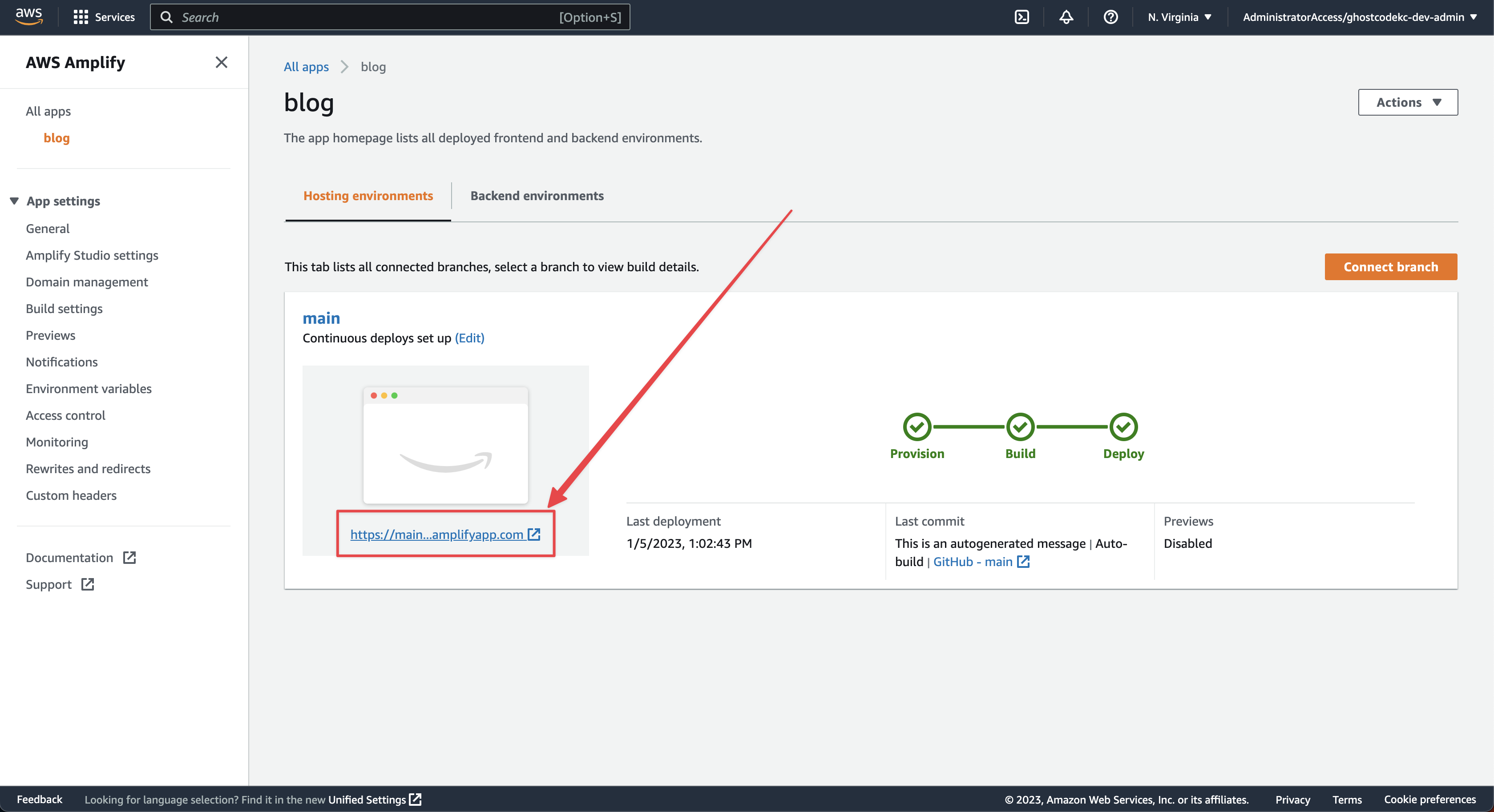 AWS Amplify Deployed Application Final Screenshot